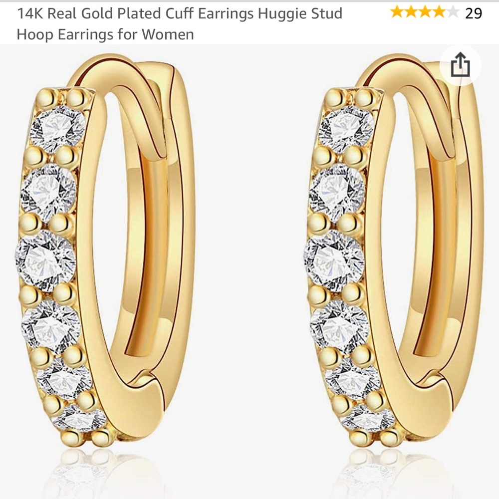 14 K gold huggie hoop earrings